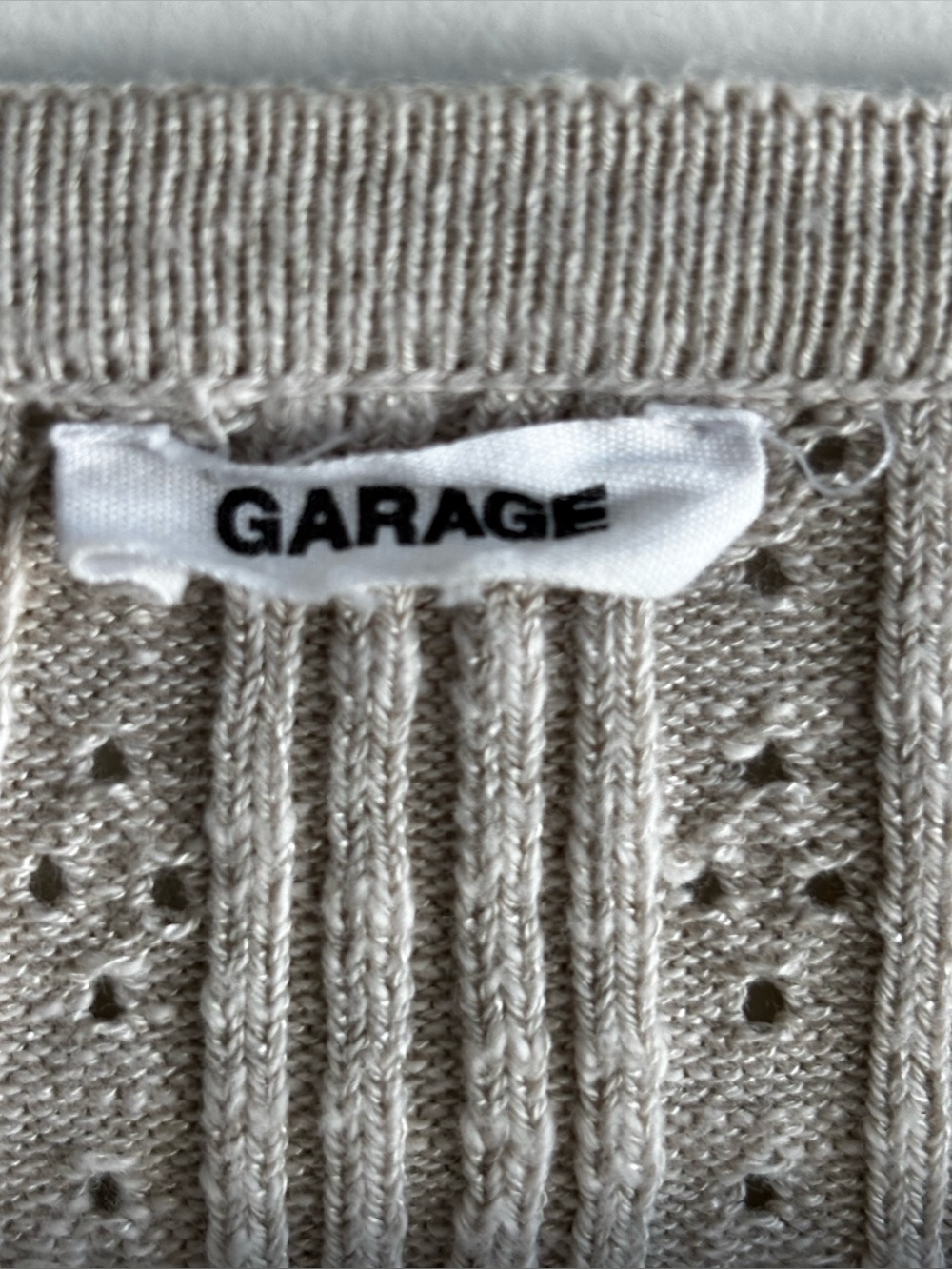 Cropped Beige Ribbed V-Neck Button-Front Sweater - Picture 3 of 3